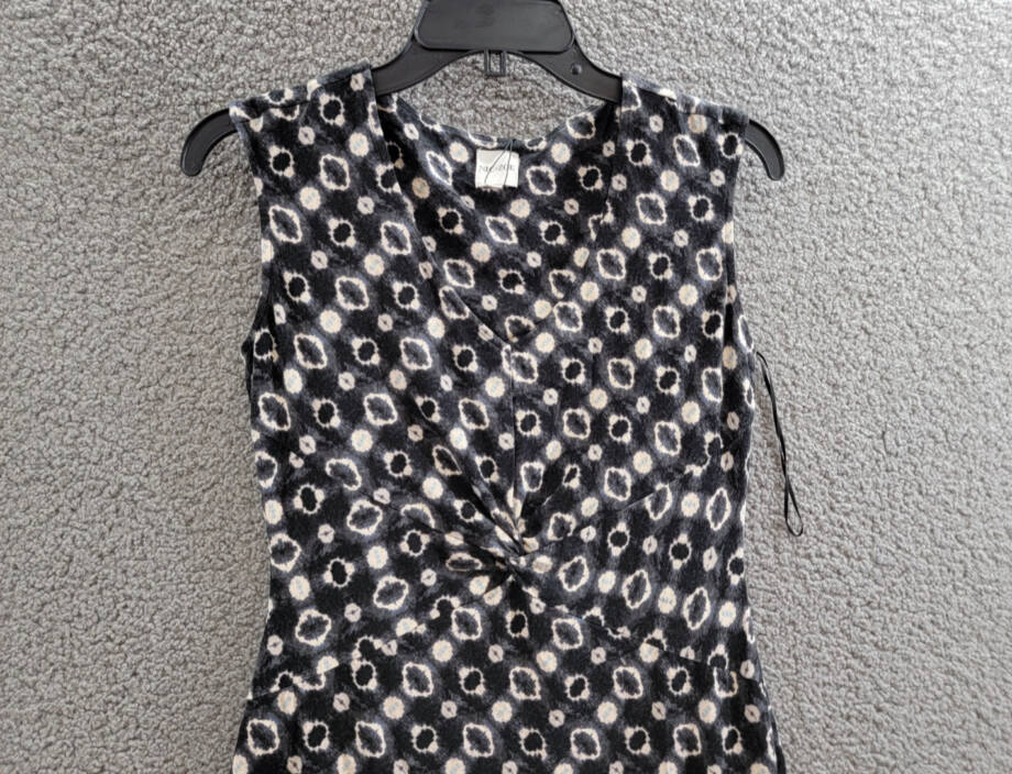 NIC+ZOE Midnight Shibori Twist Front Dress Women XS Black Multi V-Neck Pullover