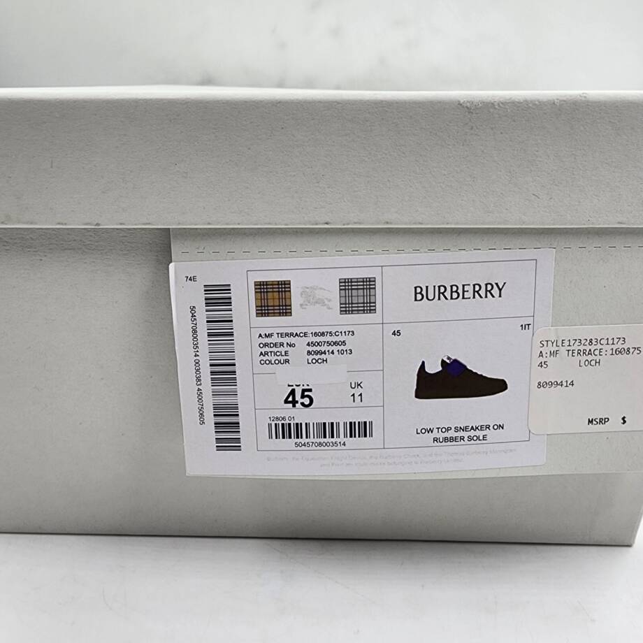 Burberry Terrace Leather Low-Top Sneakers Men's 45/12 US Loch Round Toe