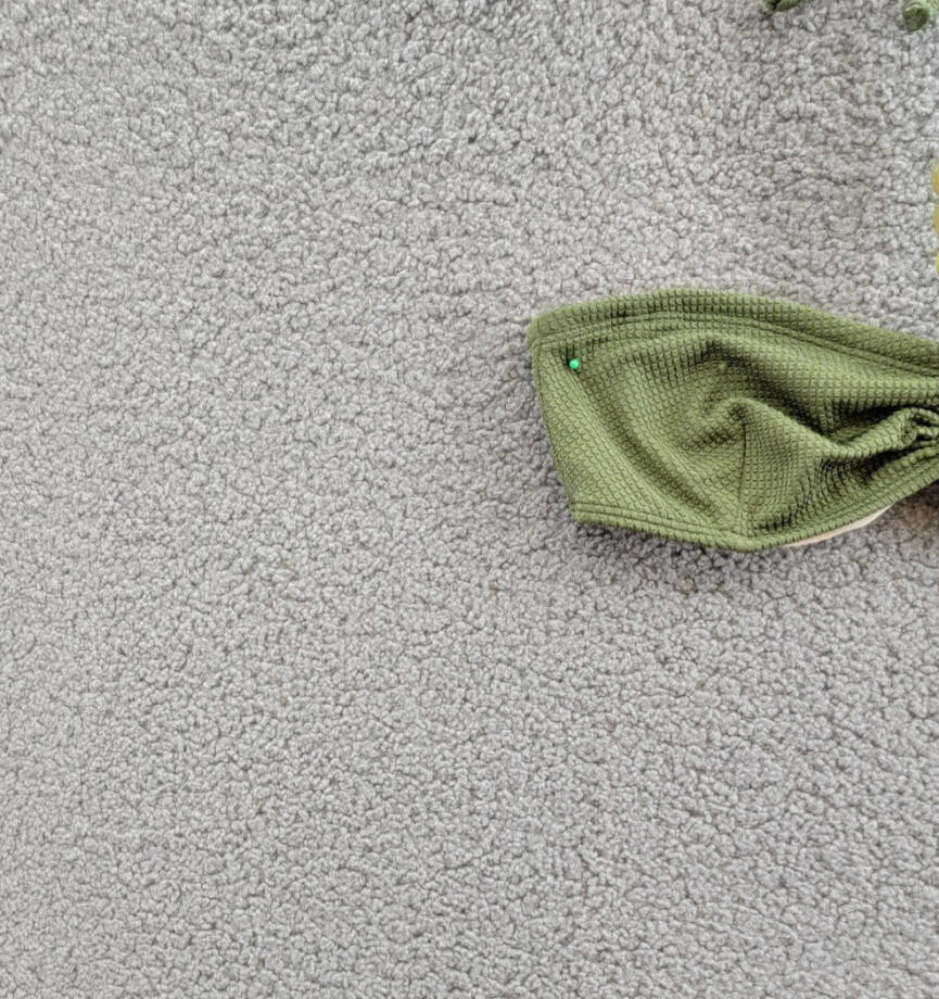 Shoshanna Cinched Chain Bikini Top Women's B Olive Halter Neck Hook & Eye Back