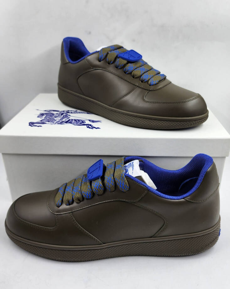 Burberry Terrace Leather Low-Top Sneakers Men's 45/12 US Loch Round Toe