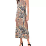NIC+ZOE Dotty Palms Halter Dress Women's XL Neutral Multi V-Neck Pullover Style