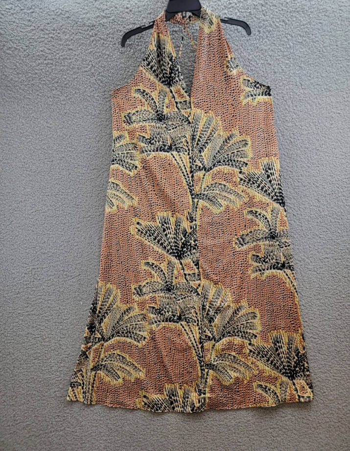 NIC+ZOE Dotty Palms Halter Dress Women's XL Neutral Multi V-Neck Pullover Style