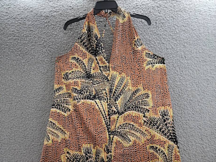 NIC+ZOE Dotty Palms Halter Dress Women's XL Neutral Multi V-Neck Pullover Style