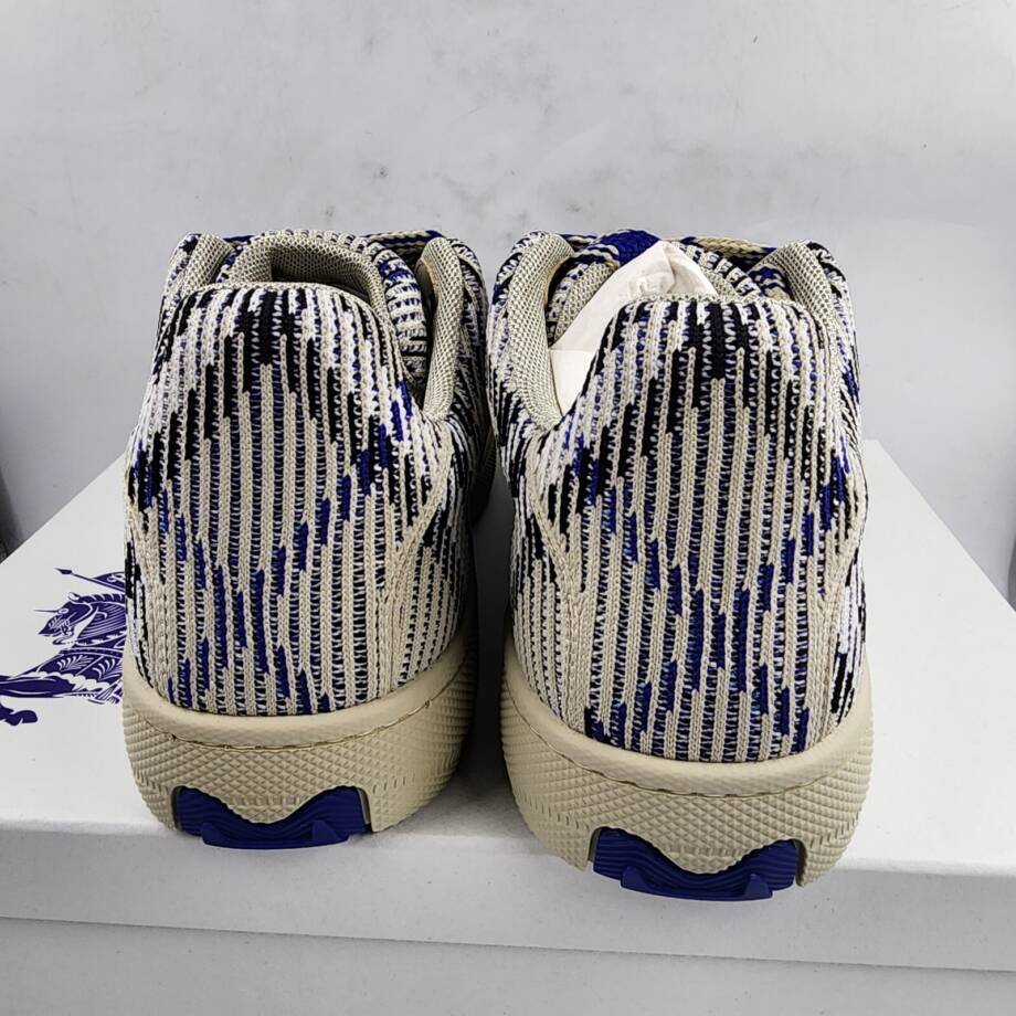 Burberry Check Knit Box Sneakers Men's 43.5/10.5 US Lichen Multi Lace Up Closure