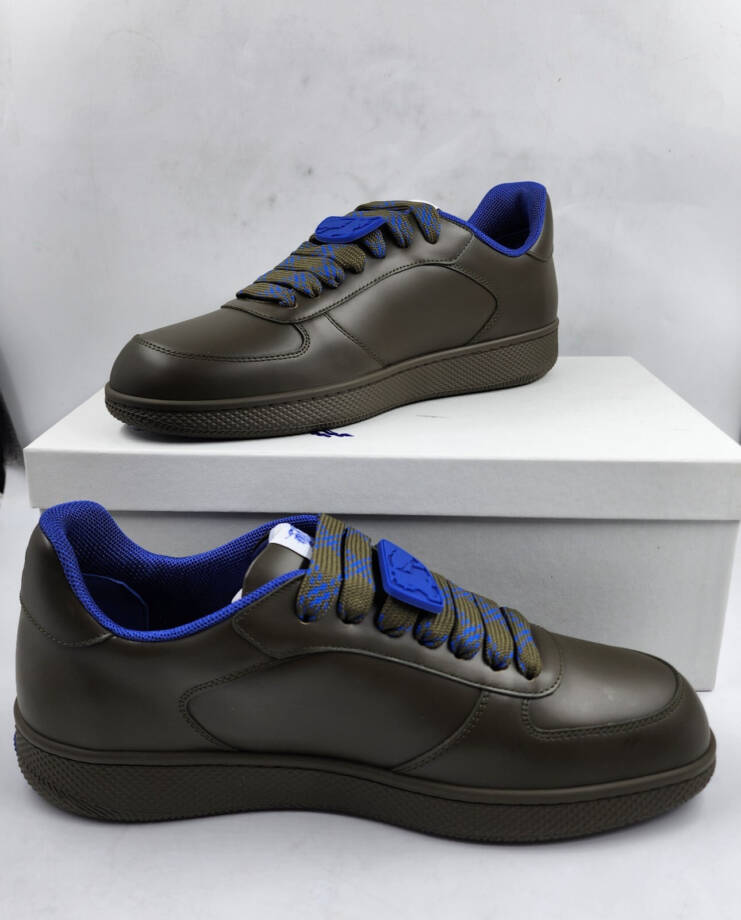 Burberry Terrace Leather Low-Top Sneakers Men's 45/12 US Loch Round Toe