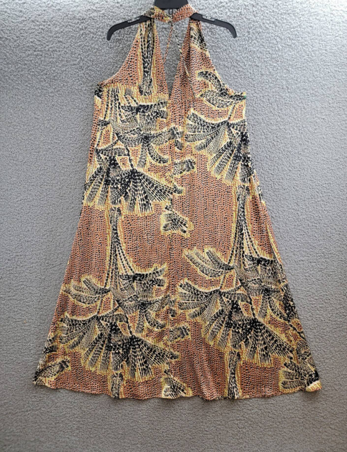 NIC+ZOE Dotty Palms Halter Dress Women's XL Neutral Multi V-Neck Pullover Style