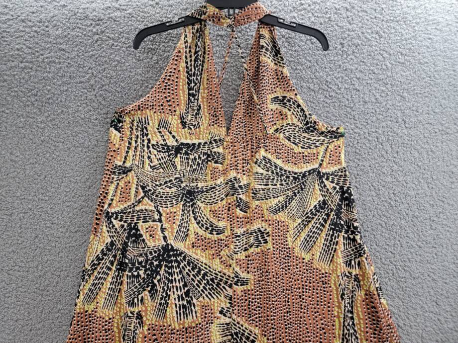 NIC+ZOE Dotty Palms Halter Dress Women's XL Neutral Multi V-Neck Pullover Style