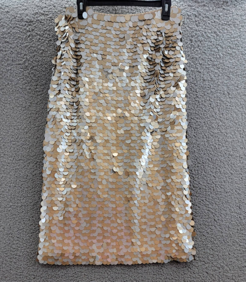 Lafayette 148 New York Embellished Pencil Skirt Women's L Metallic Multi