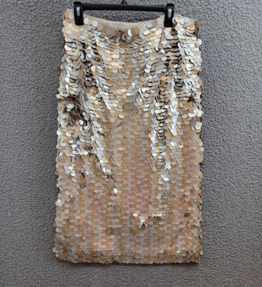Lafayette 148 New York Embellished Pencil Skirt Women's L Metallic Multi