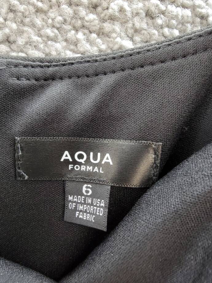 AQUA Scuba Crepe Illusion Boning Sheath Dress Women's 6 Black Back Zip Closure