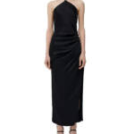 SIMKHAI Hansel Halter Neckline Gown Women's 0 Black Sleeveless Back Zip Closure