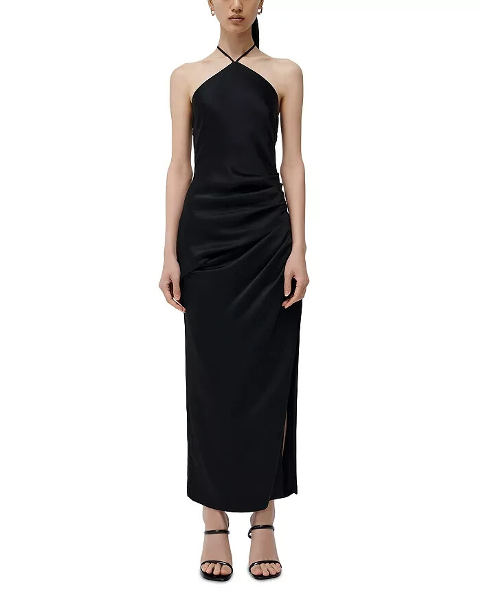 SIMKHAI Hansel Halter Neckline Gown Women's 0 Black Sleeveless Back Zip Closure