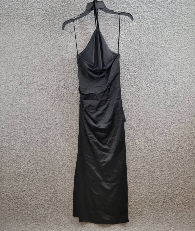SIMKHAI Hansel Halter Neckline Gown Women's 0 Black Sleeveless Back Zip Closure