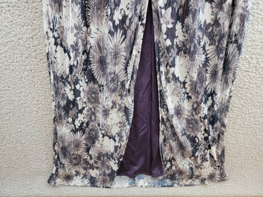 Ramy Brook Estelle Metallic Gown Women's 2 Dove Grey Floral Back Zip Closure