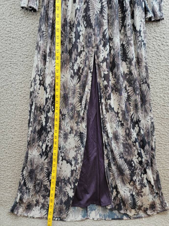 Ramy Brook Estelle Metallic Gown Women's 2 Dove Grey Floral Back Zip Closure