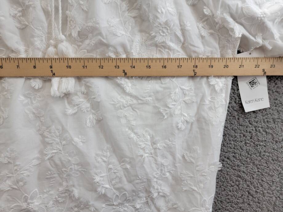 Karen Kane Embroidered Tassel Shift Dress Women's S Off White Pullover Style
