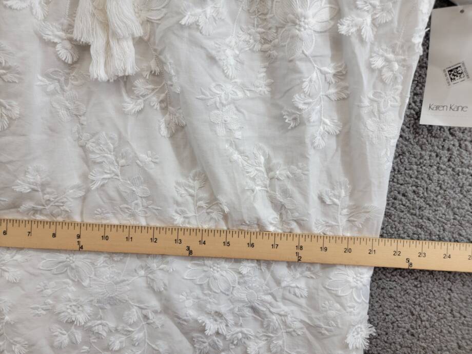 Karen Kane Embroidered Tassel Shift Dress Women's S Off White Pullover Style