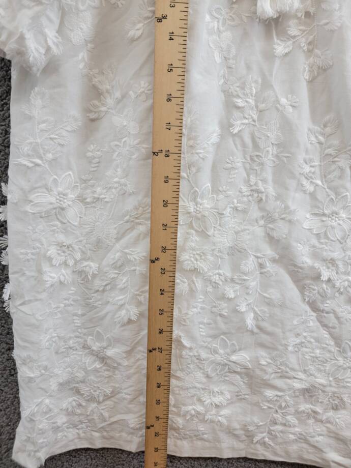 Karen Kane Embroidered Tassel Shift Dress Women's S Off White Pullover Style