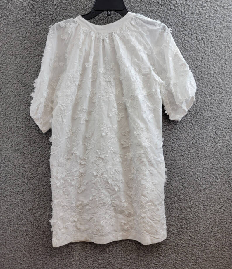 Karen Kane Embroidered Tassel Shift Dress Women's S Off White Pullover Style