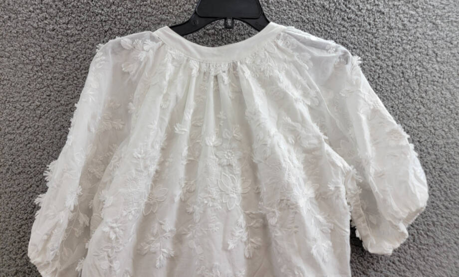 Karen Kane Embroidered Tassel Shift Dress Women's S Off White Pullover Style