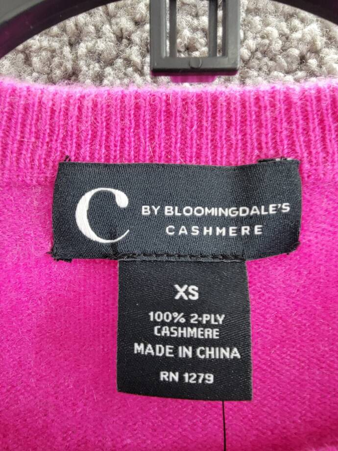 C by Bloomingdale's Cashmere Crewneck Cashmere Sweater Women's XS Cherry Blossom