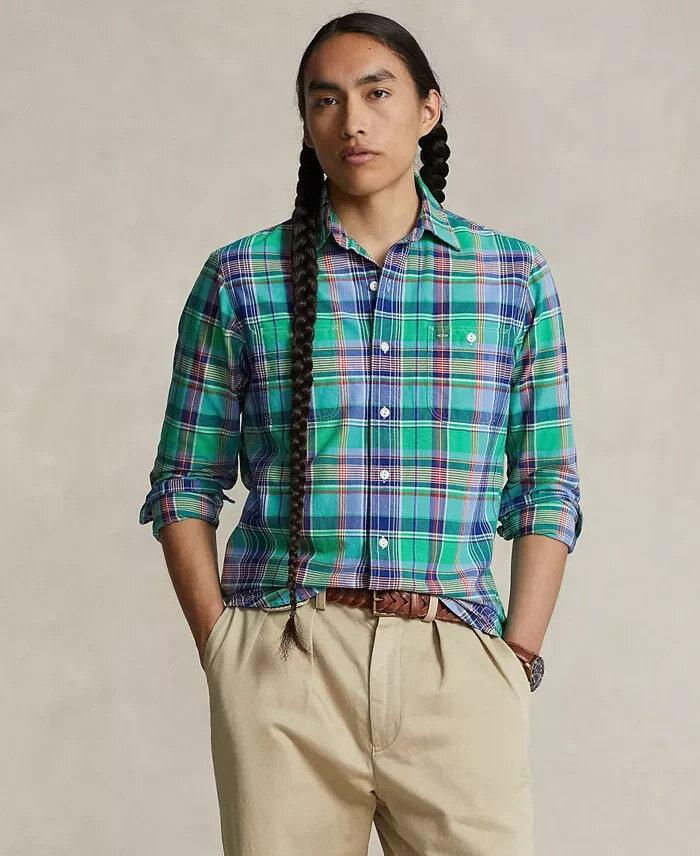 Polo Ralph Lauren Classic-Fit Plaid Oxford Workshirt Men's XXL Multi Long Sleeve