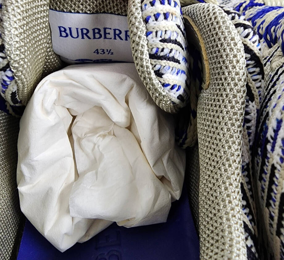 Burberry Check Knit Box Sneakers Men's 43.5/10.5 US Lichen Multi Lace Up Closure