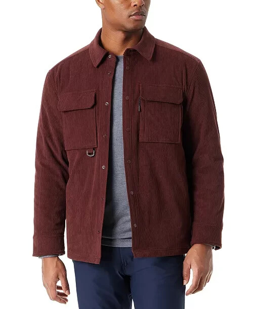 BASS OUTDOOR Relaxed Fit Corduroy Shirt Jacket Men's M Rum Raisin Point Collar