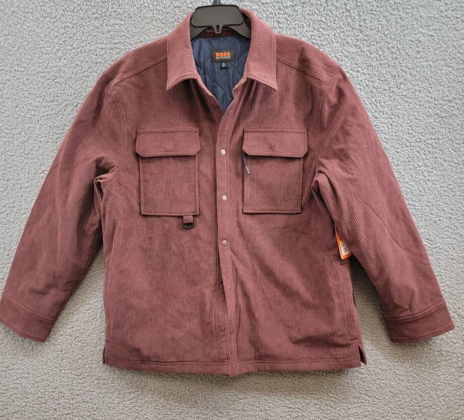 BASS OUTDOOR Relaxed Fit Corduroy Shirt Jacket Men's M Rum Raisin Point Collar