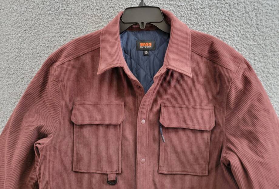 BASS OUTDOOR Relaxed Fit Corduroy Shirt Jacket Men's M Rum Raisin Point Collar