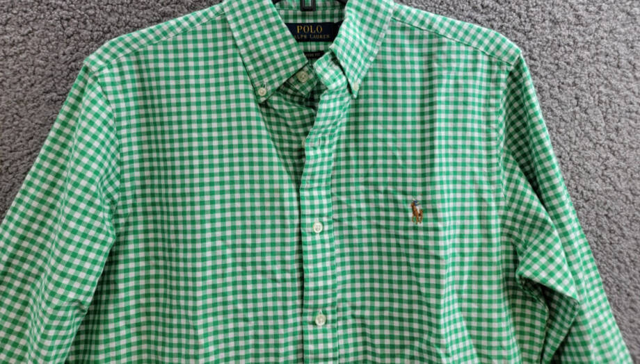 Polo Ralph Lauren Classic Fit Gingham Oxford Woven Shirt Men's S Green /White