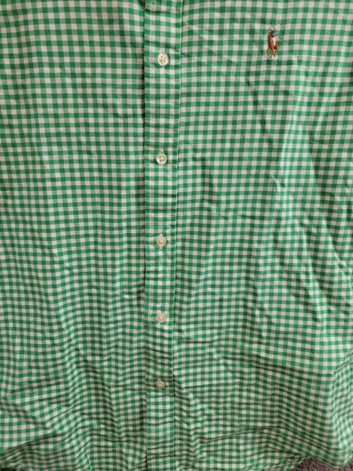 Polo Ralph Lauren Classic Fit Gingham Oxford Woven Shirt Men's S Green /White