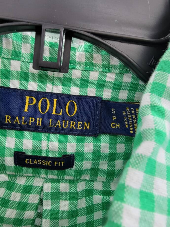 Polo Ralph Lauren Classic Fit Gingham Oxford Woven Shirt Men's S Green /White