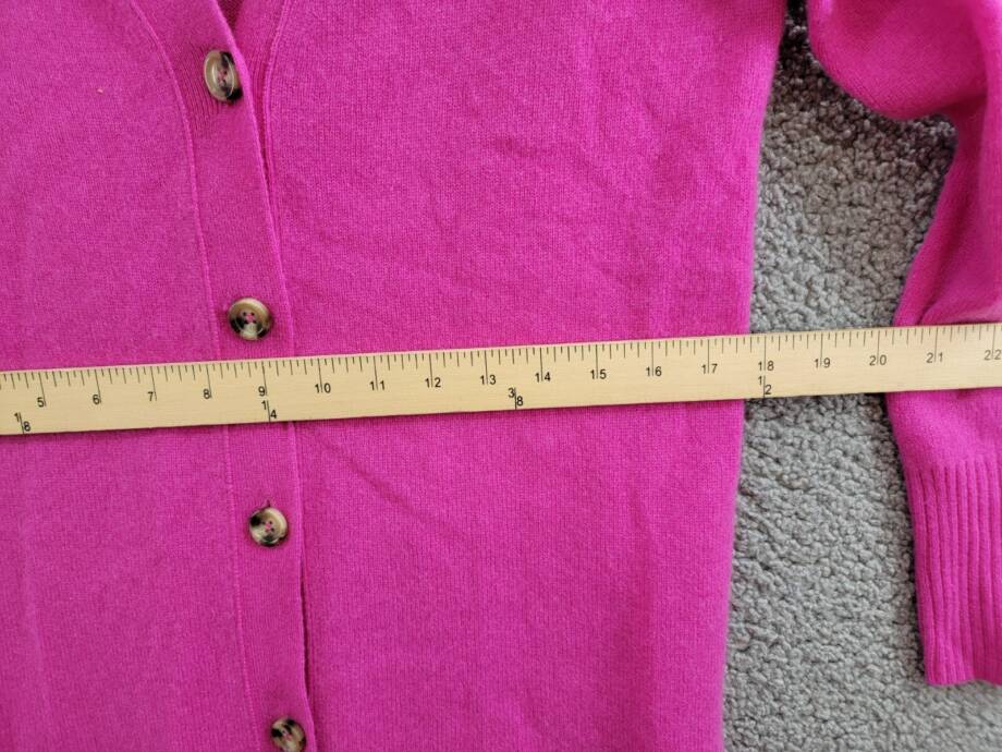 C by Bloomingdale's Cashmere Grandfather Cardigan Women's M Cherry Blossom L/S