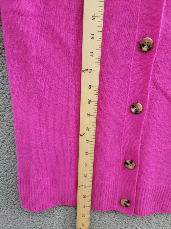 C by Bloomingdale's Cashmere Grandfather Cardigan Women's M Cherry Blossom L/S
