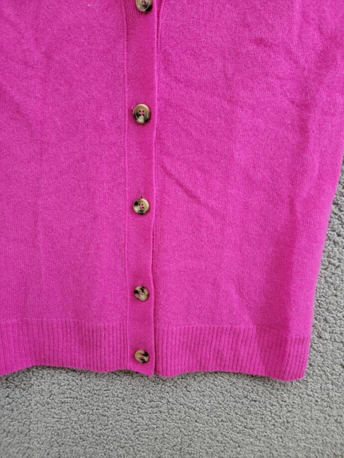 C by Bloomingdale's Cashmere Grandfather Cardigan Women's M Cherry Blossom L/S