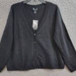 C by Bloomingdale's Cashmere V Neck Cardigan Women's XL Black Button Closure L/S
