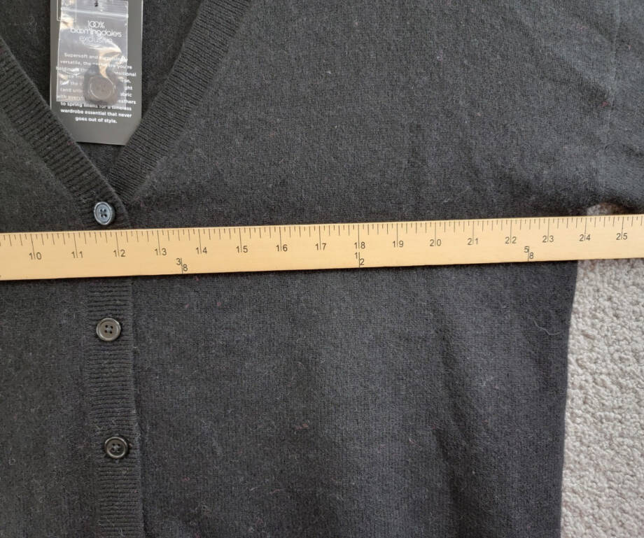 C by Bloomingdale's Cashmere V Neck Cardigan Women's XL Black Button Closure L/S