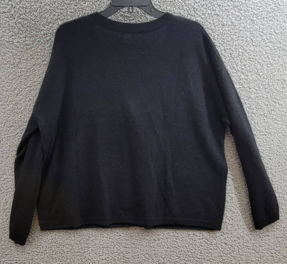 C by Bloomingdale's Cashmere V Neck Cardigan Women's XL Black Button Closure L/S