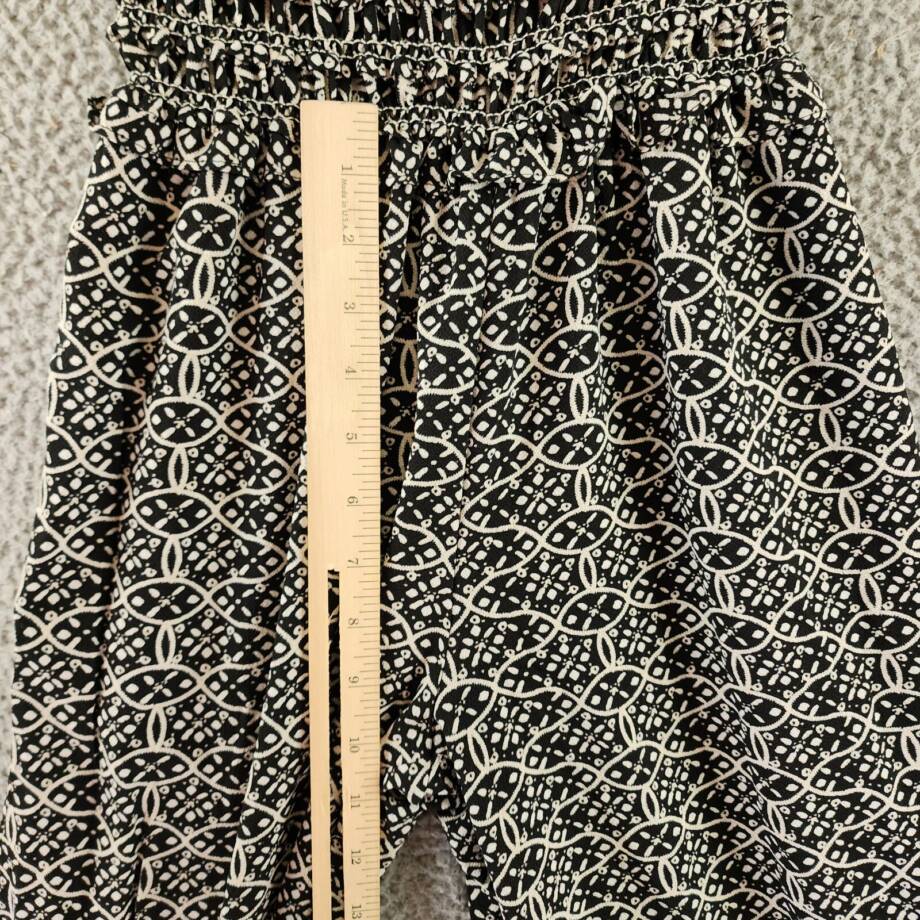 Max Studio Shirred Medallion Print Jumpsuit Women's XS Black/White V-Neck PullOn