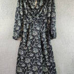 Max Studio Floral Regular Dress Women's S Black/White Elbow Sleeve Twist Front