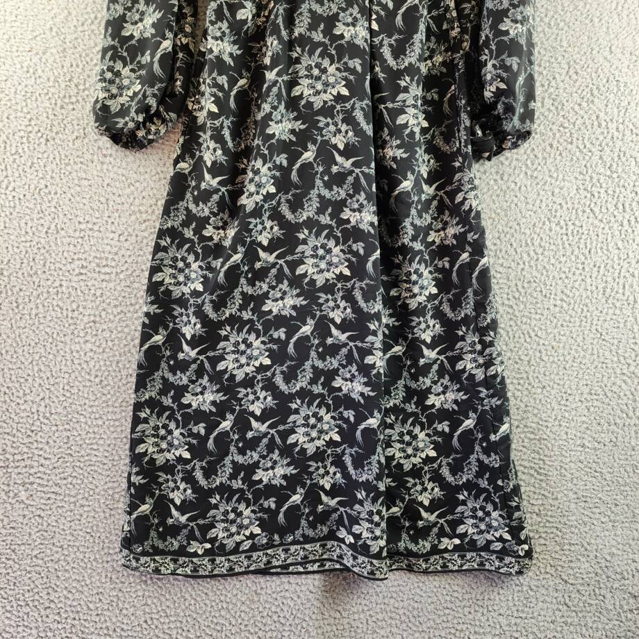 Max Studio Floral Regular Dress Women's S Black/White Elbow Sleeve Twist Front