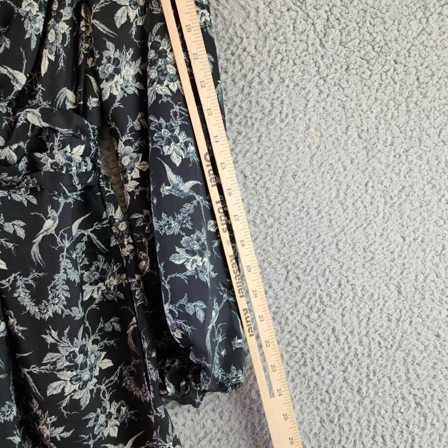 Max Studio Floral Regular Dress Women's S Black/White Elbow Sleeve Twist Front