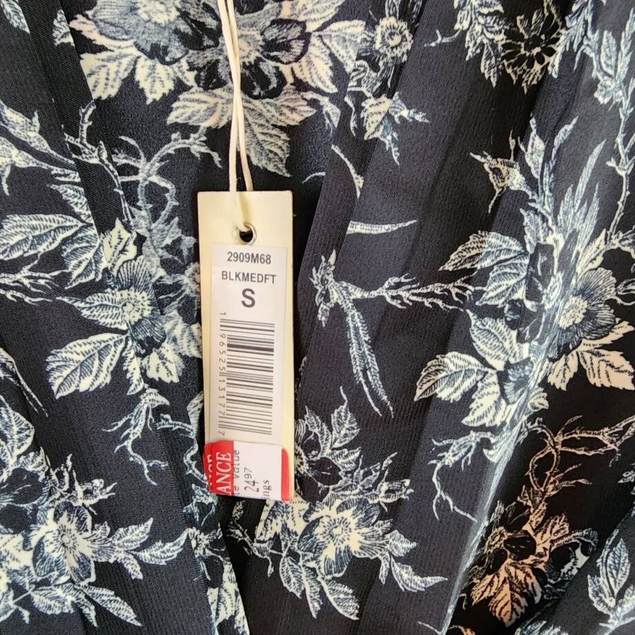 Max Studio Floral Regular Dress Women's S Black/White Elbow Sleeve Twist Front