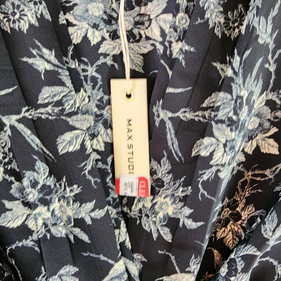 Max Studio Floral Regular Dress Women's S Black/White Elbow Sleeve Twist Front