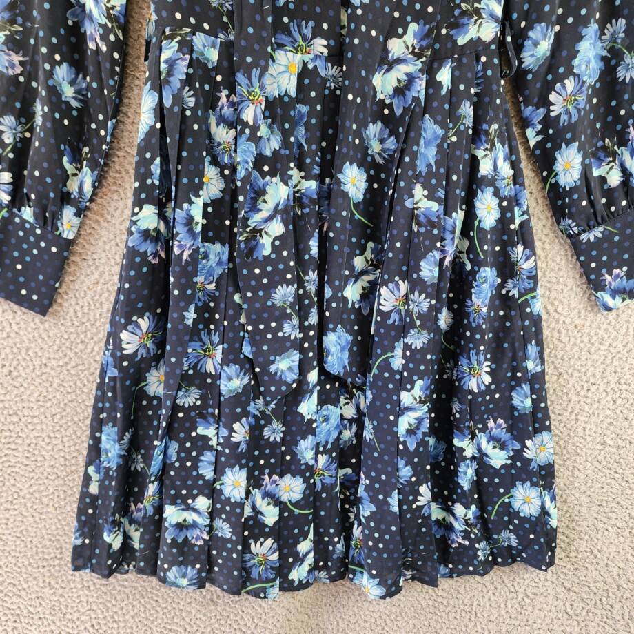 Gracia Belted Mini Dress Women's S Black Multi Floral Scarf Neck Long Sleeve
