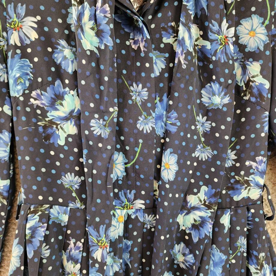 Gracia Belted Mini Dress Women's S Black Multi Floral Scarf Neck Long Sleeve