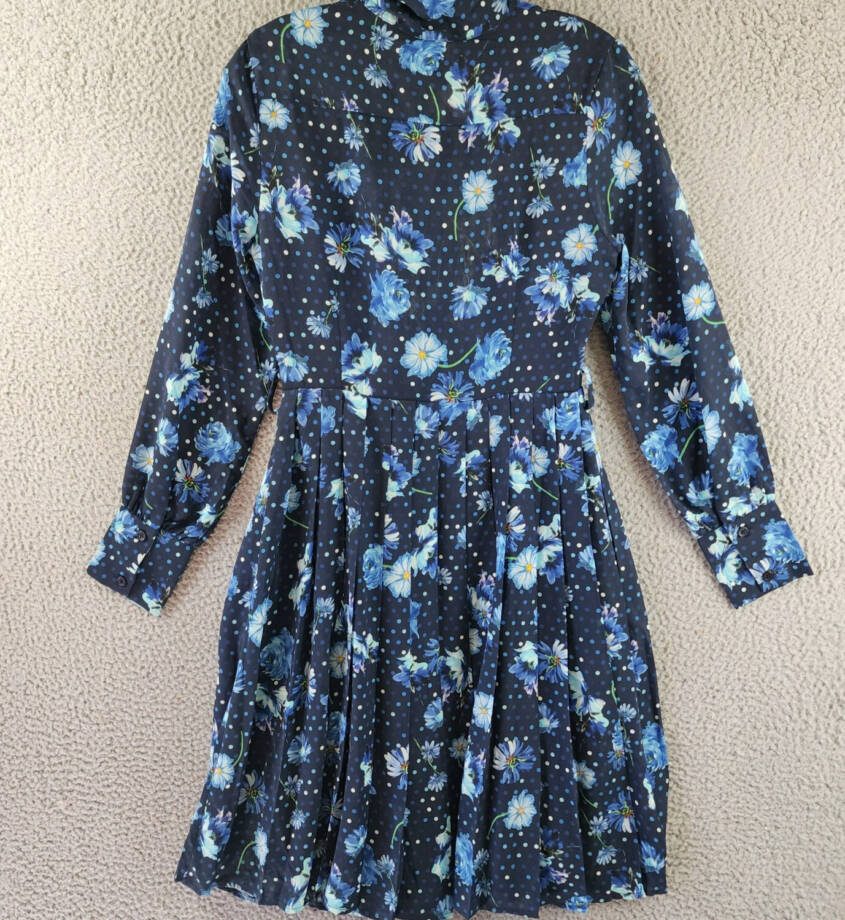 Gracia Belted Mini Dress Women's S Black Multi Floral Scarf Neck Long Sleeve