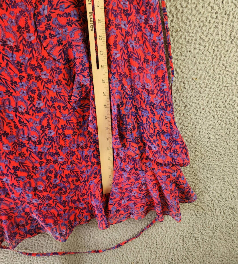 Tommy Hilfiger Ruffled Chiffon Fit & Flare Dress Women's 16 Multi Vneck Back Zip