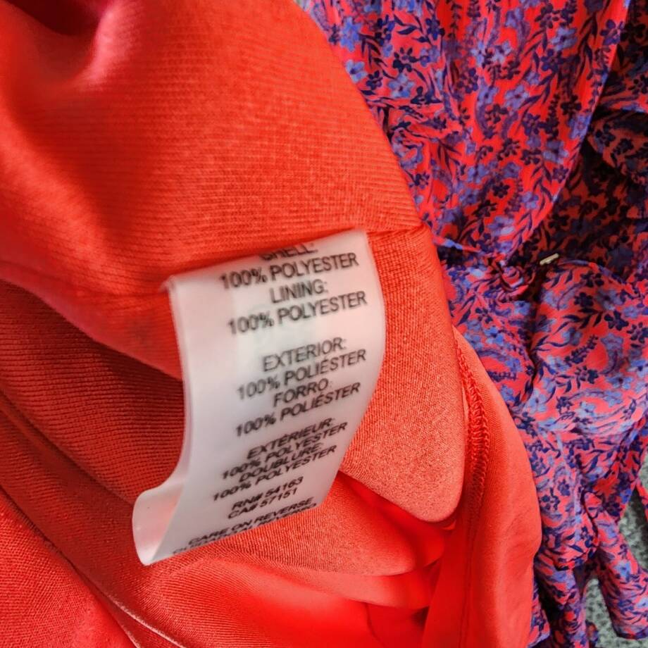 Tommy Hilfiger Ruffled Chiffon Fit & Flare Dress Women's 16 Multi Vneck Back Zip